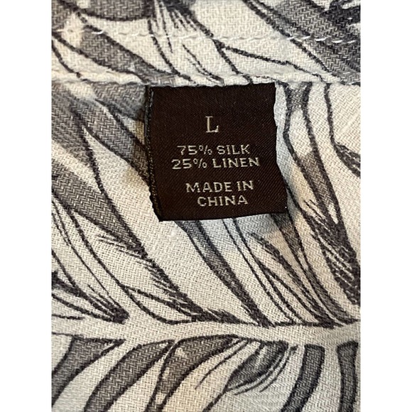 TASSO ELBA ISLAND Men’s Shirt L Silk Linen Gray Tropical - Picture 4 of 4